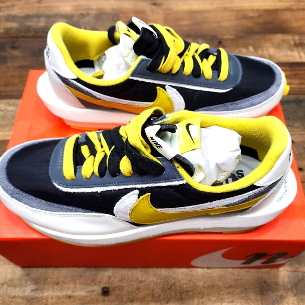 Nike Waffle Sacai Black Yellow Men's Size 9